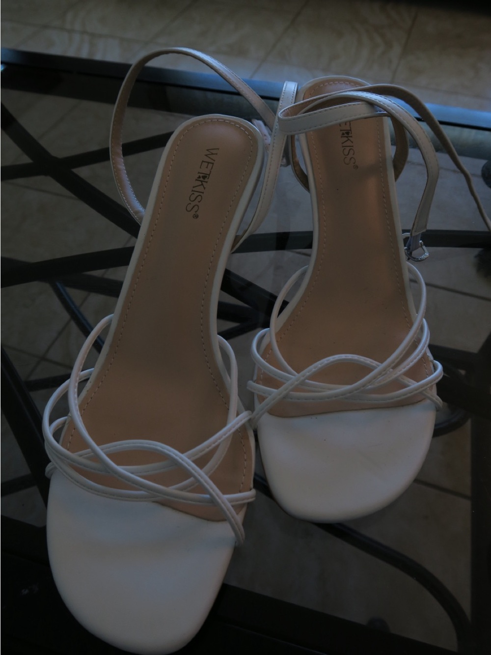 Kiss White Strappy kitten Heel Sandals